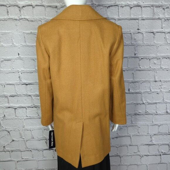 Herman Key Mid Length Brown Wool Blend Coat, Small/Medium, NWT - Picture 5 of 10